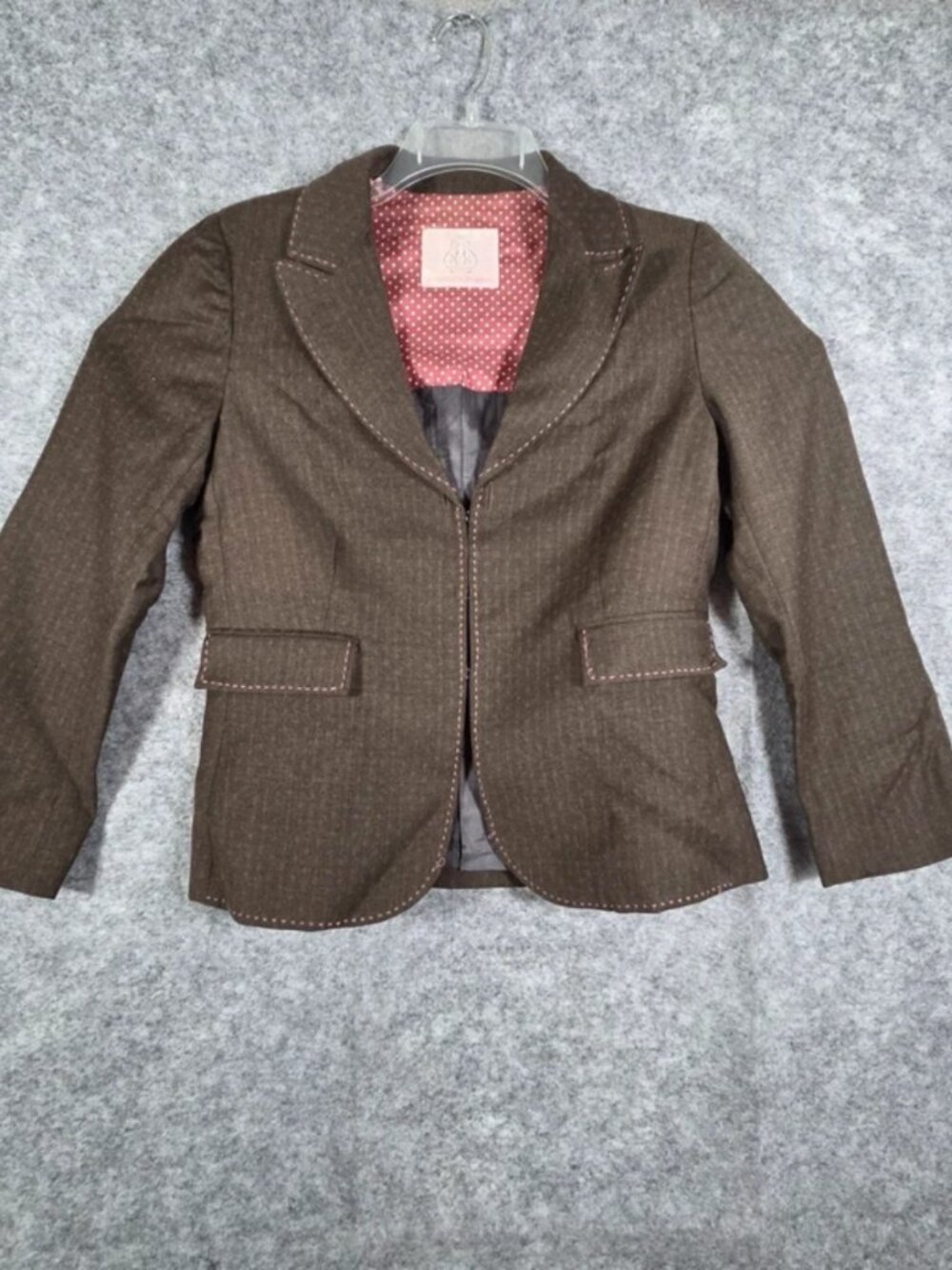 Rebecca Taylor Women's Wool Flair Hem Career Blazer Brown Size M